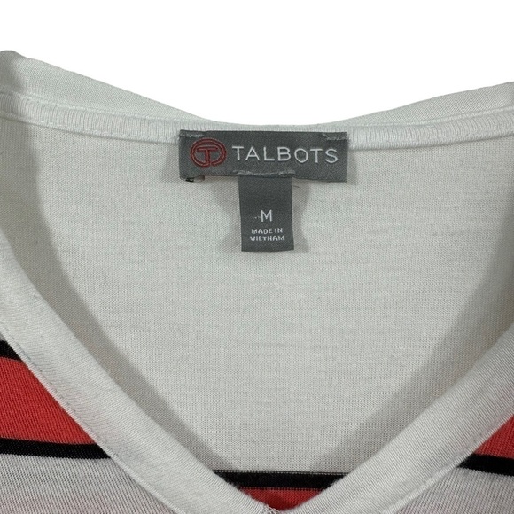 Talbots Coral and White Striped Lightweight Long Sleeve Hoodie, M - Picture 3 of 6